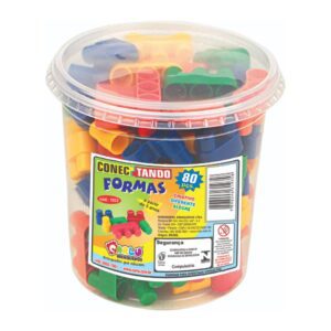 Pote Conectando Formas Peças De Montar Coloridas 80 Peças