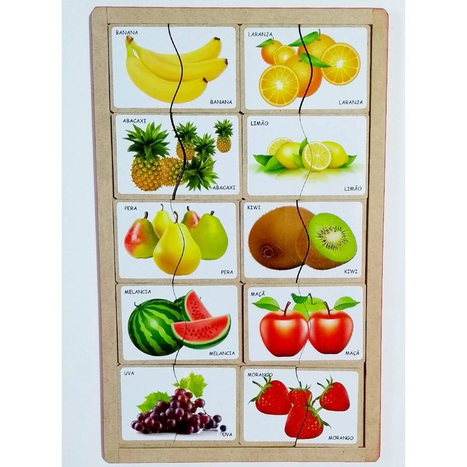 Jogo de quebra-cabeça para crianças frutas maçã peças de quebra