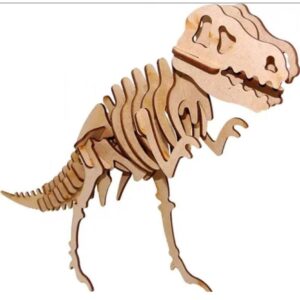 Quebra-Cabeça 3D Tiranossauro 55 Peças Madeira + Kit Pintura
