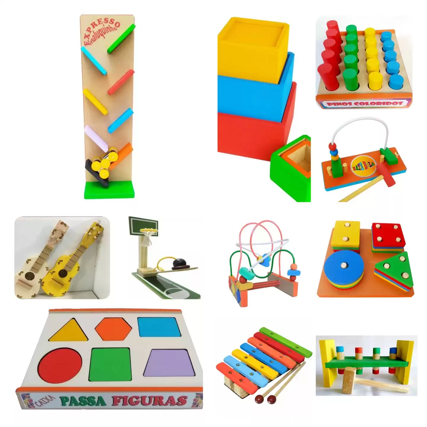 Kit 4 Brinquedos Educativos Pedagógicos De Madeira 2 Anos - Frete