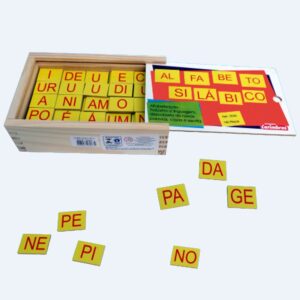 Alfabeto Silábico De Madeira 180 Peças Caixa Com Tampa