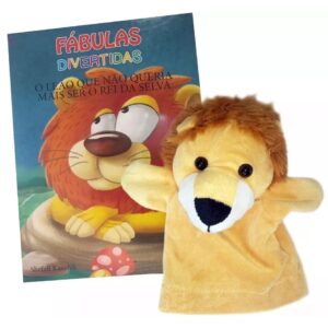 Livro + Fantoche Fábulas Divertidas - O Leão que não queria ser rei