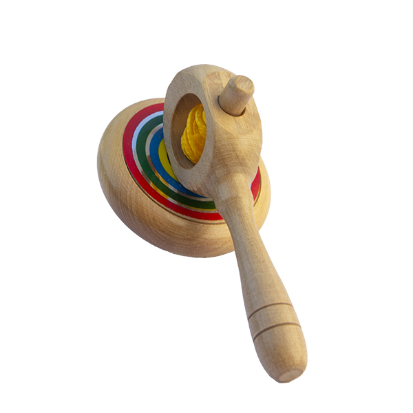 Peão de Madeira com corda - Brinquedo Infantil