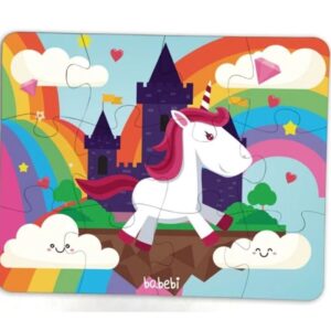 QUEBRA CABEÇA GIGANTE UNICÓRNIO MADEIRA 2 ANOS+ 12 PEÇAS