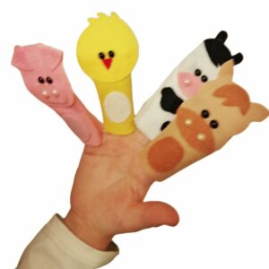 DEDOCHE DE FELTRO ANIMAIS DA FAZENDINHA KIT COM 4