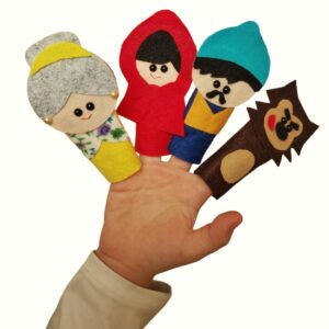 DEDOCHE DE FELTRO CHAPEUZINHO VERMELHO KIT COM 4