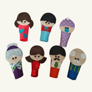 DEDOCHE DE FELTRO FAMÍLIA BRANCA KIT COM 7