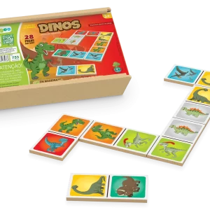 JOGO DA MEMÓRIA DOS DINOSSAUROS CAIXA MADEIRA C TAMPA 30 PÇS