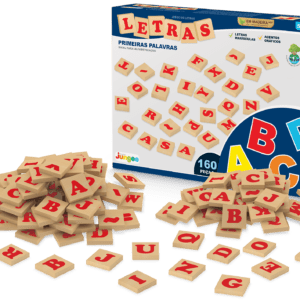 ALFABETO MÓVEL LETRAS E ACENTOS 160 PEÇAS MADEIRA