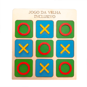 JOGO DA VELHA TÁTIL INCLUSÃO DE MADEIRA TABULEIRO