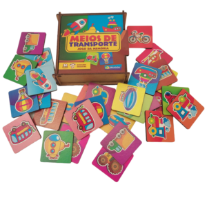 JOGO DA MEMÓRIA MEIOS DE TRANSPORTE 30 PÇ MADEIRA CX C TAMPA