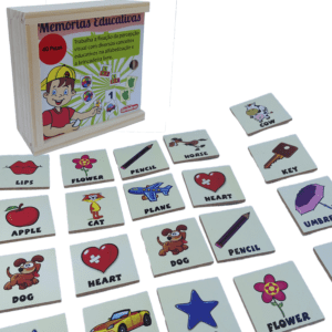 MEMÓRIA EDUCATIVA INGLÊS MADEIRA 40 PÇ CAIXA C TAMPA