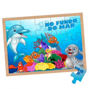 QUEBRA CABEÇA 15 PEÇAS DE MADEIRA FUNDO DO MAR