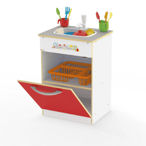 PIA SUPER CLEAN VERMELHA COZINHA INFANTIL DE MADEIRA ÁGUA