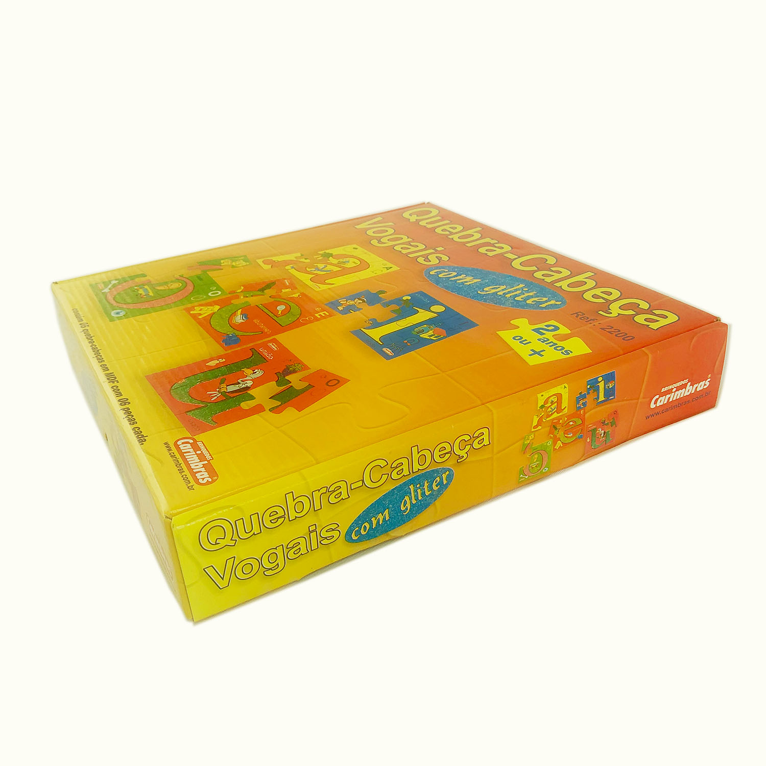 KIT COM 5 QUEBRA CABEÇA VOGAIS GLITER 6 PÇ GRANDES MADEIRA - Imagem 6