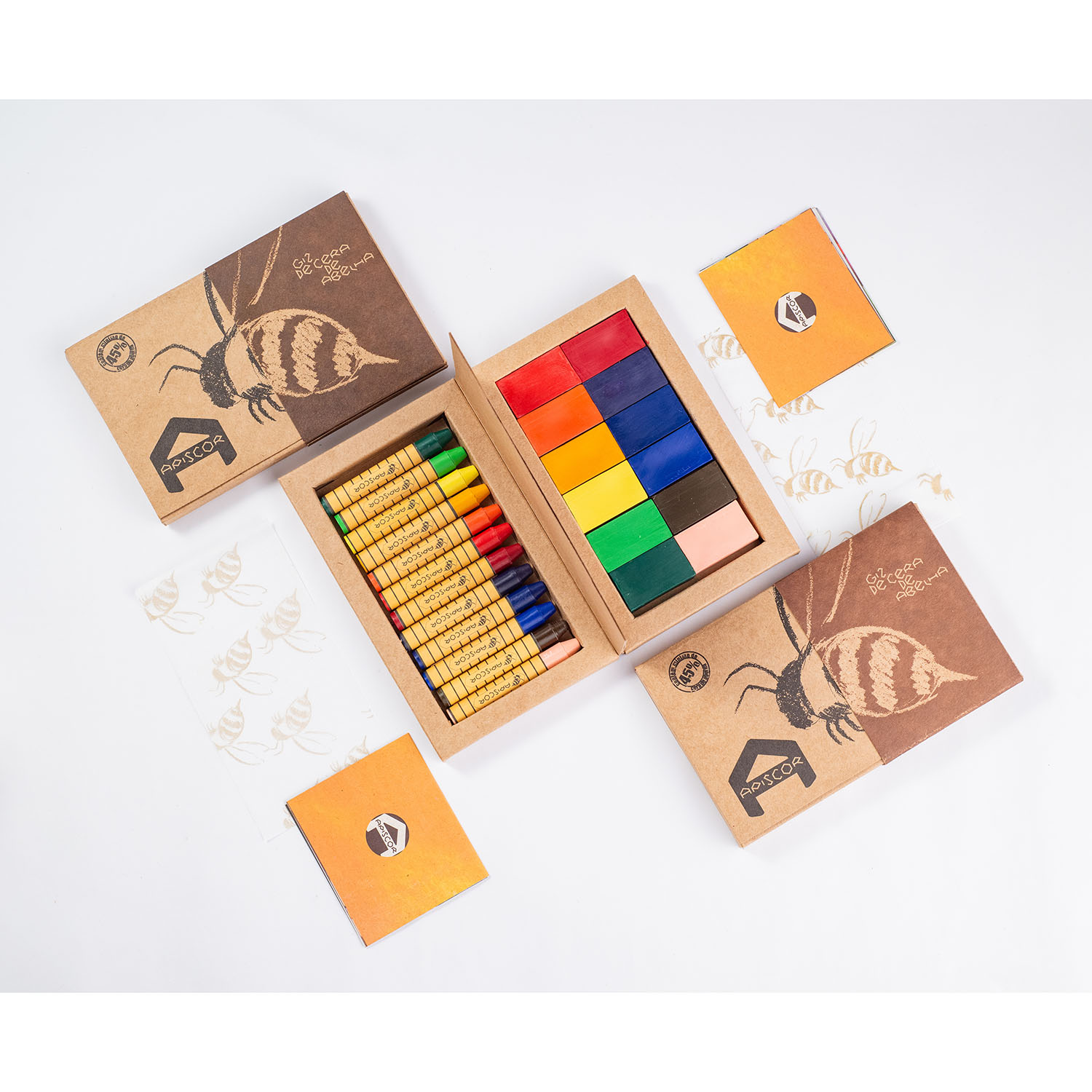 GIZ DE CERA DE ABELHA BASTÃO KIT COM 12 CORES SORTIDAS