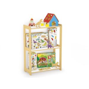 ESTANTE MONTESSORI DE MADEIRA PARA QUARTO INFANTIL 3 ANDARES