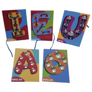 ALINHAVOS DE VOGAIS PLACAS DE MADEIRA + CORDÕES EDUCATIVO