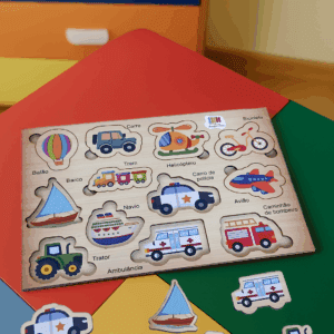 QUEBRA CABEÇA ENCAIXE MEIOS DE TRANSPORTE BRINQUE E LEIA