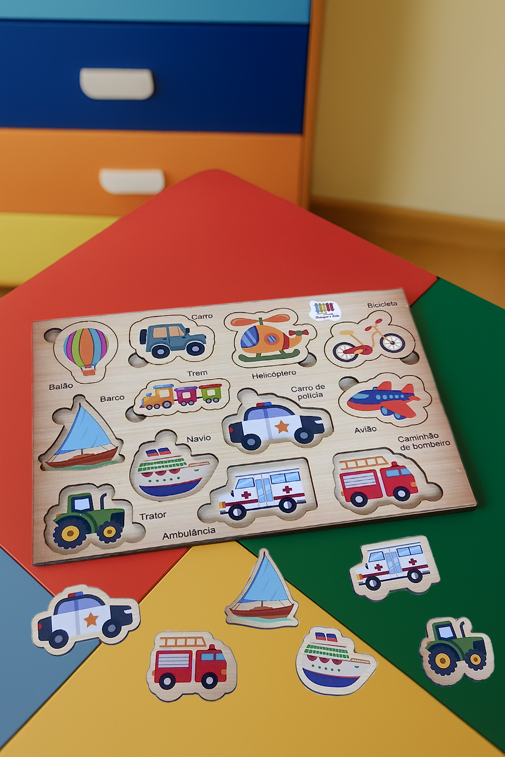 QUEBRA CABEÇA ENCAIXE MEIOS DE TRANSPORTE BRINQUE E LEIA