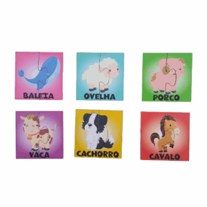 KIT COM 6 QUEBRA CABEÇAS DUAS PEÇAS ANIMAIS 1 ANO+