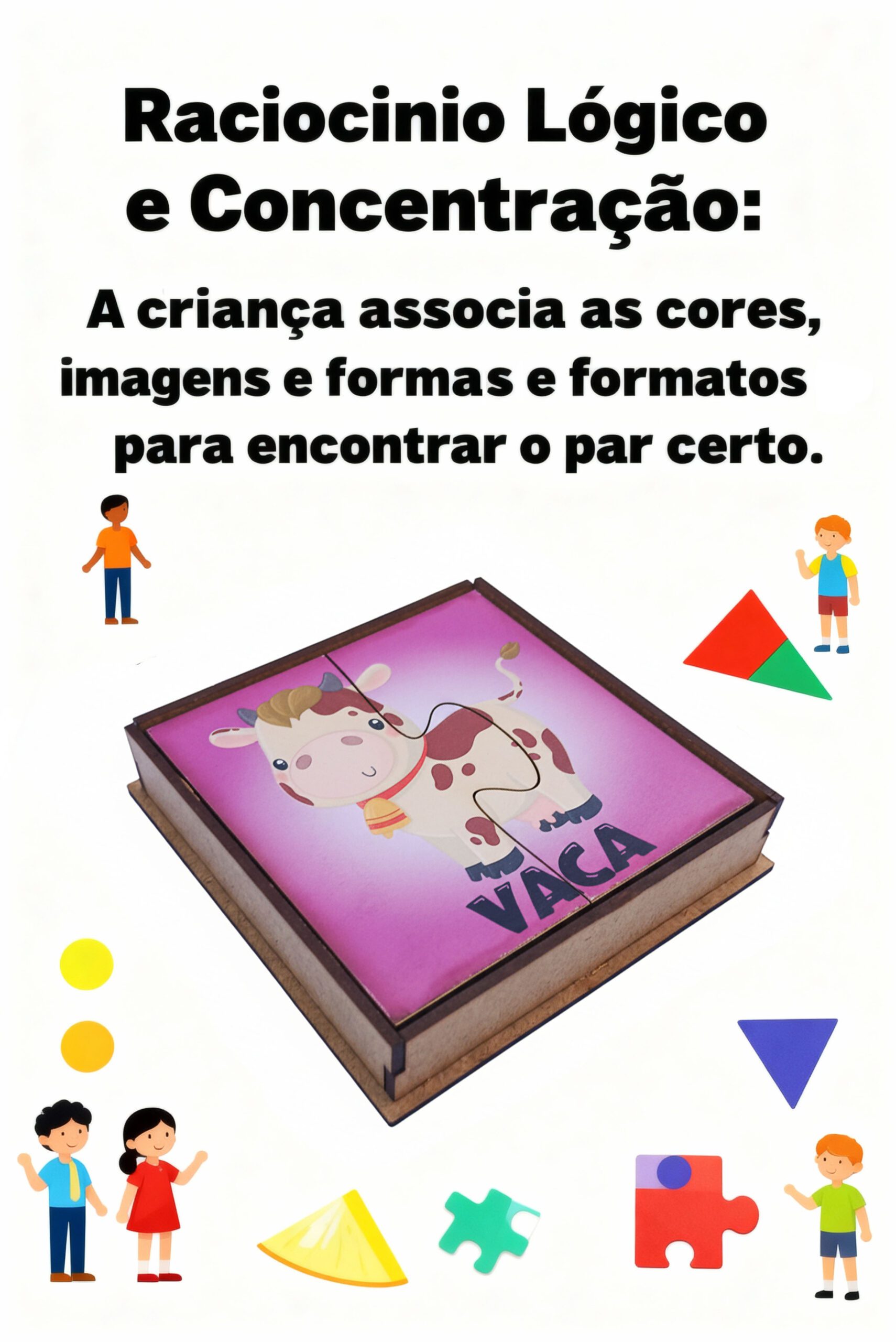 KIT COM 6 QUEBRA CABEÇAS DUAS PEÇAS ANIMAIS 1 ANO+ - Imagem 4