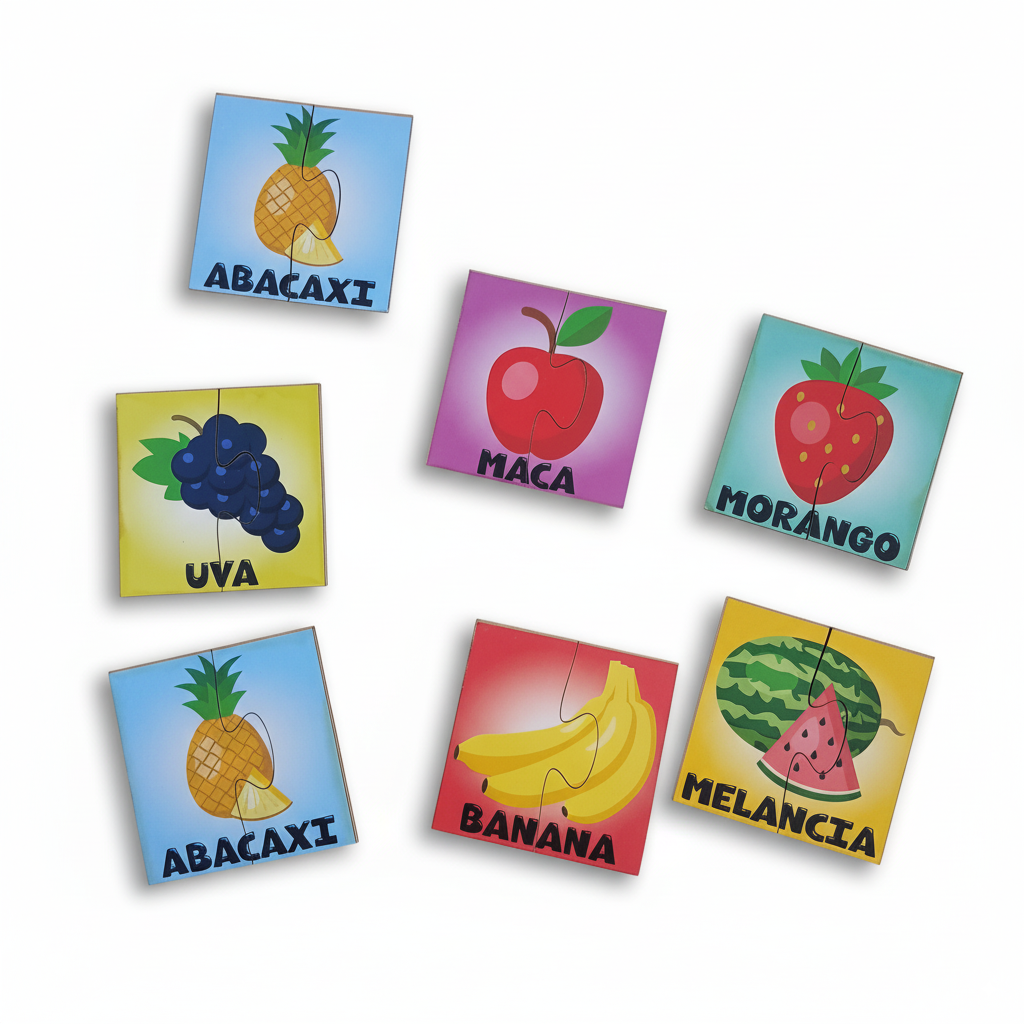 KIT COM 6 QUEBRA CABEÇAS DUAS PEÇAS FRUTAS 1 ANO+ - Imagem 2