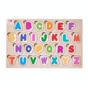 QUEBRA CABEÇA DE ENCAIXE TABULEIRO ALFABETO 26 PÇS MADEIRA