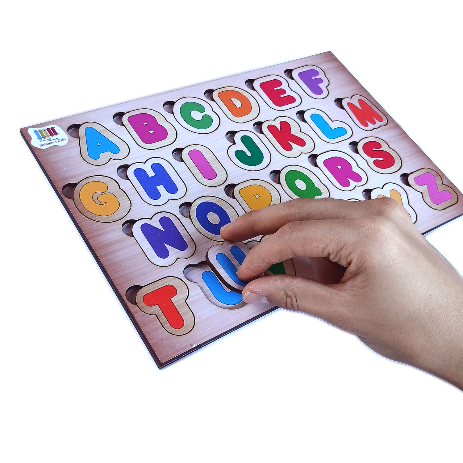 QUEBRA CABEÇA DE ENCAIXE TABULEIRO ALFABETO 26 PÇS MADEIRA - Imagem 2