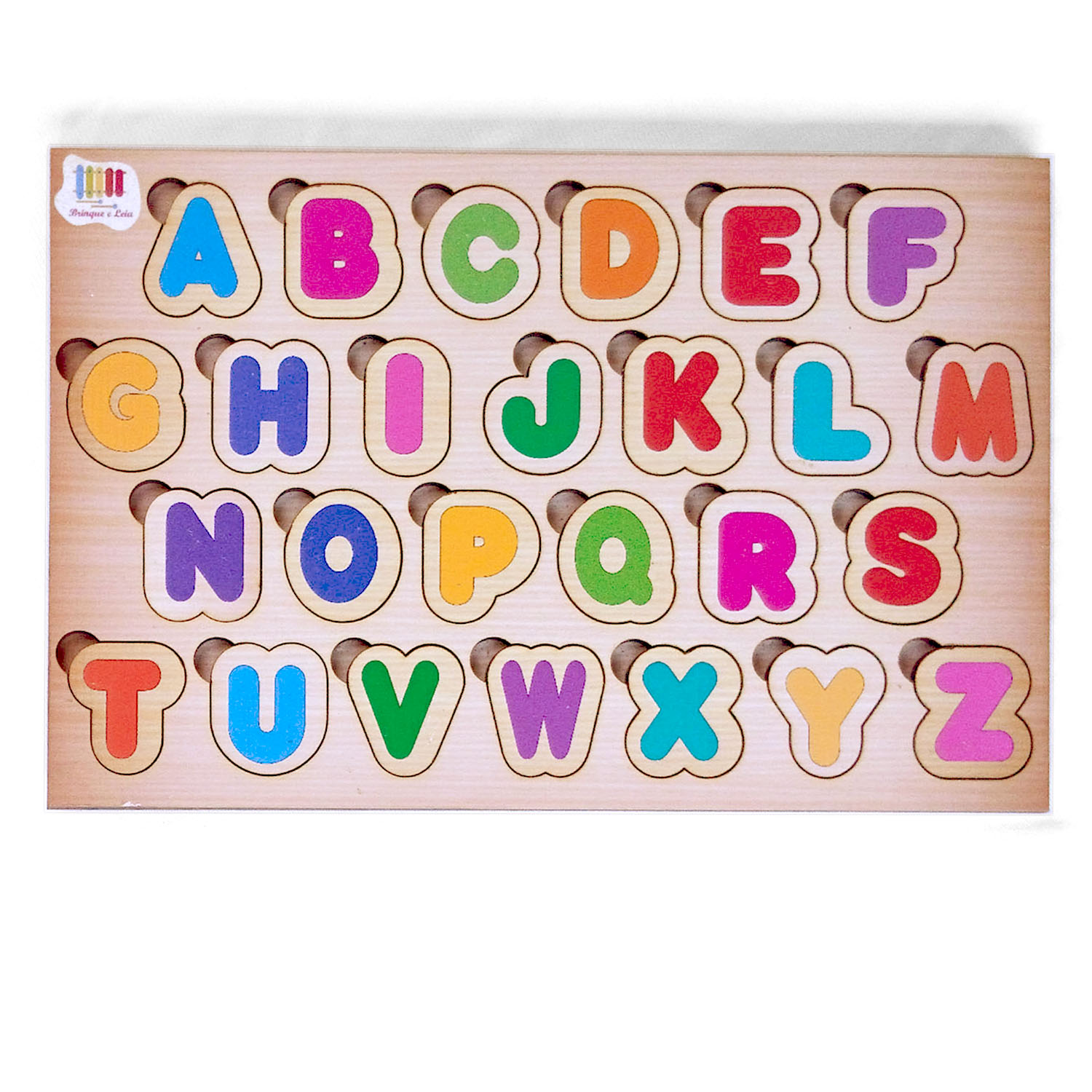 QUEBRA CABEÇA DE ENCAIXE TABULEIRO ALFABETO 26 PÇS MADEIRA - Imagem 6