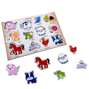 QUEBRA CABEÇA DE ENCAIXE ANIMAIS 12 PEÇAS BRINQUE E LEIA