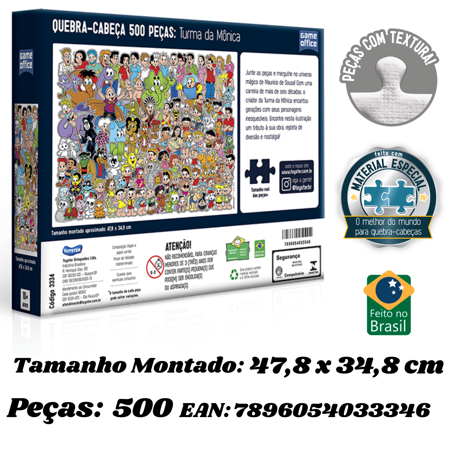 QUEBRA CABEÇA 500 PÇS TURMA DA MONICA MAURICIO DE SOUSA 10+ - Imagem 5