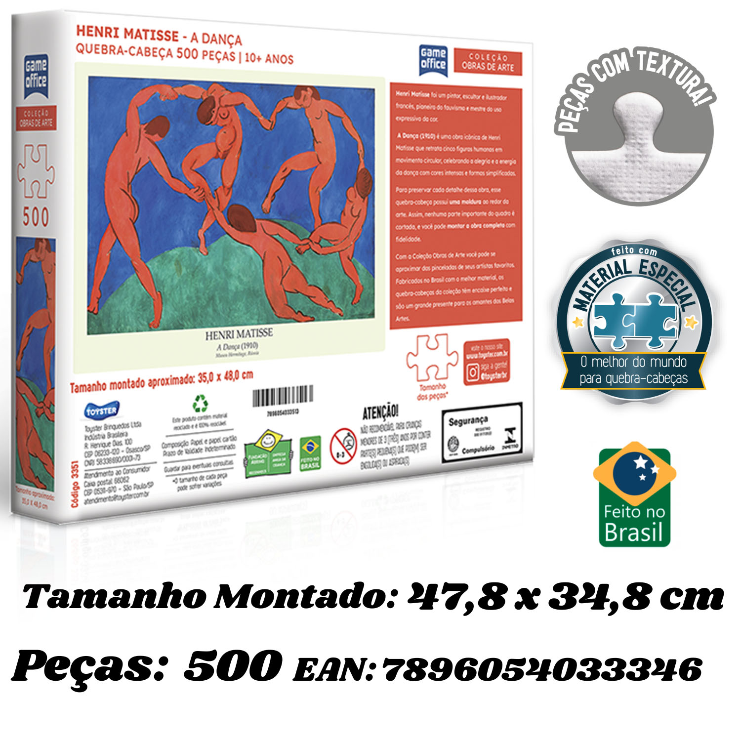 QUEBRA CABEÇA 500 PÇS COLEÇÃO OBRAS DE ARTE MATISSE A DANÇA - Imagem 4