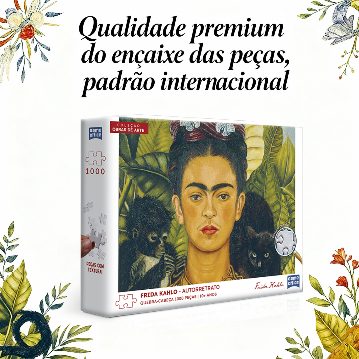 QUEBRA CABEÇA 1000PÇS OBRAS DE ARTE FRIDA KAHLO AUTORRETRATO - Imagem 4