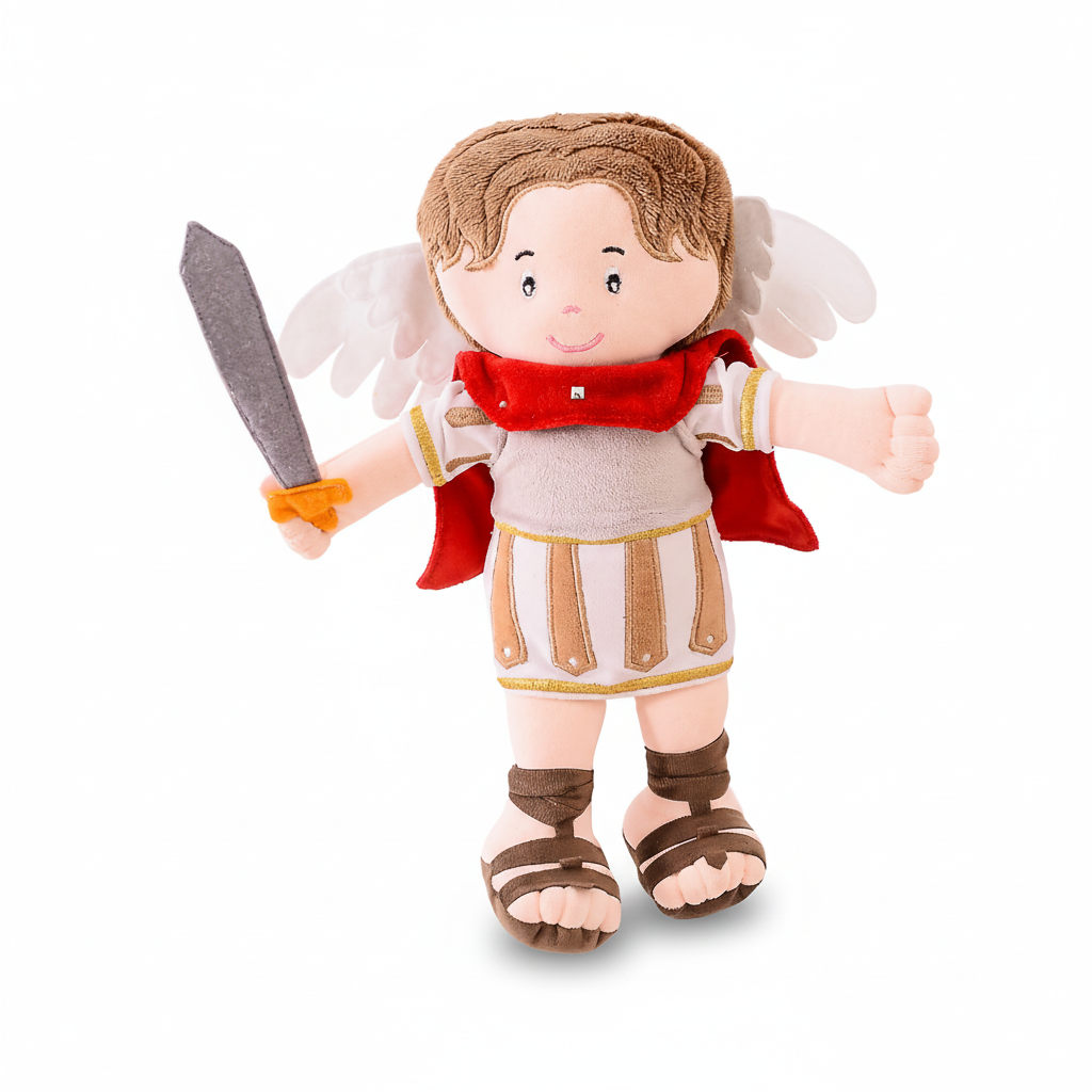 BONECO SÃO MIGUEL DE PANO LUXO LAVÁVEL ANTIALÉRGICO 32CM