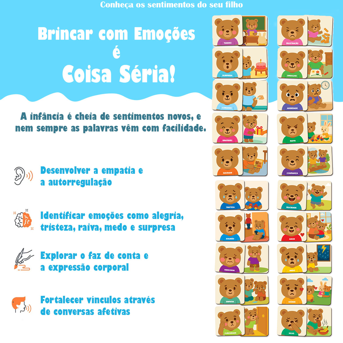 EU ME SINTO ASSIM URSINHO 40 PÇS TRABALHANDO EMOÇÕES 3 ANOS+ - Imagem 4