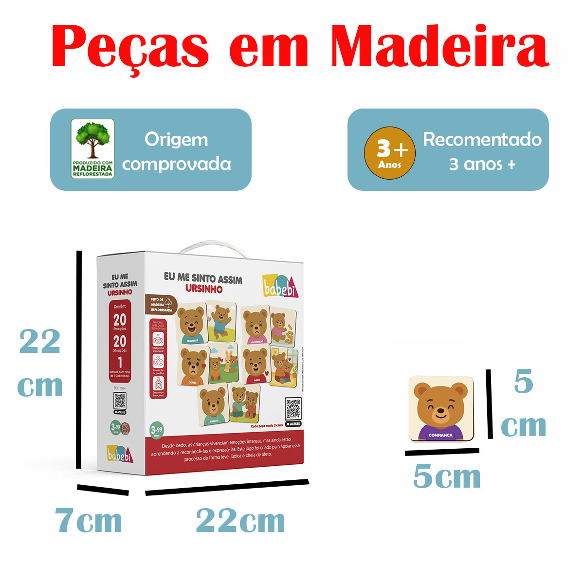 EU ME SINTO ASSIM URSINHO 40 PÇS TRABALHANDO EMOÇÕES 3 ANOS+ - Imagem 3