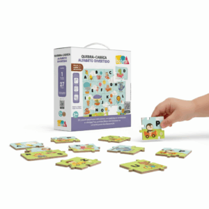 QUEBRA CABEÇA ALFABETO DIVERTIDO ILUSTRADO MADEIRA GRANDE