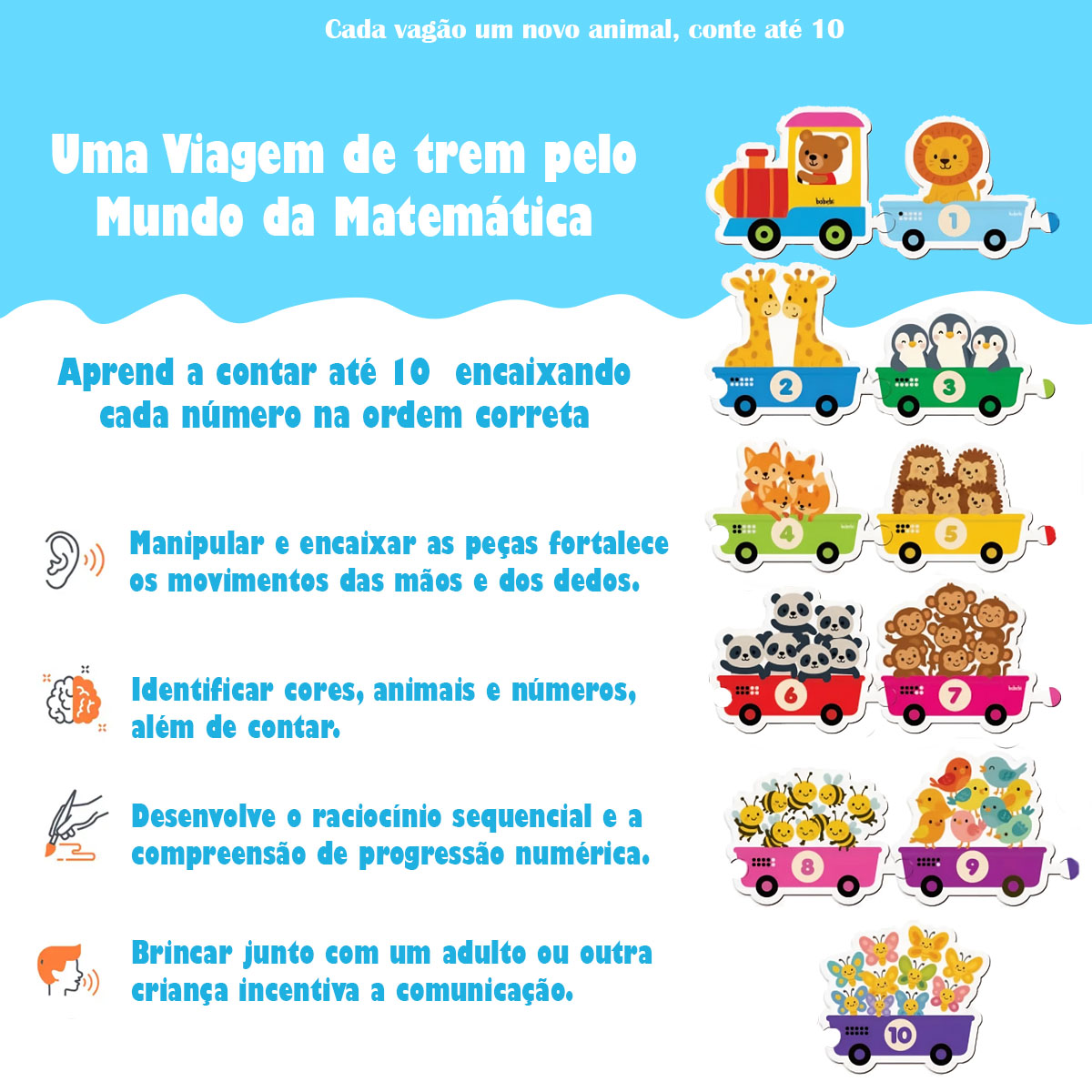 TRENZINHO CONTA COMIGO NUMERAIS 1 A 10 GIGANTE QUEBRA CABEÇA - Imagem 3