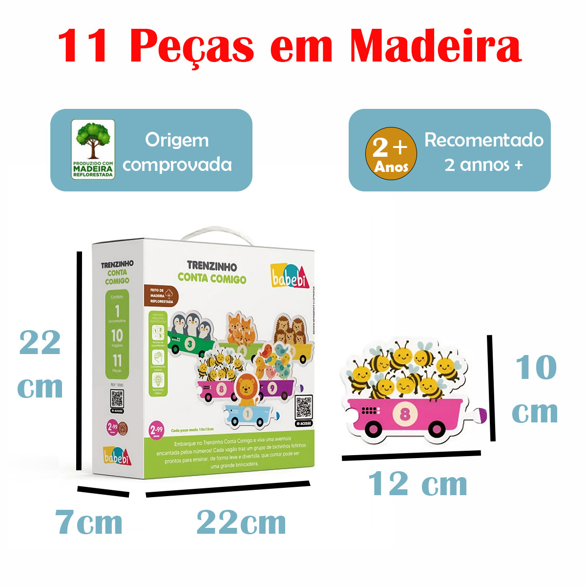 TRENZINHO CONTA COMIGO NUMERAIS 1 A 10 GIGANTE QUEBRA CABEÇA - Imagem 2