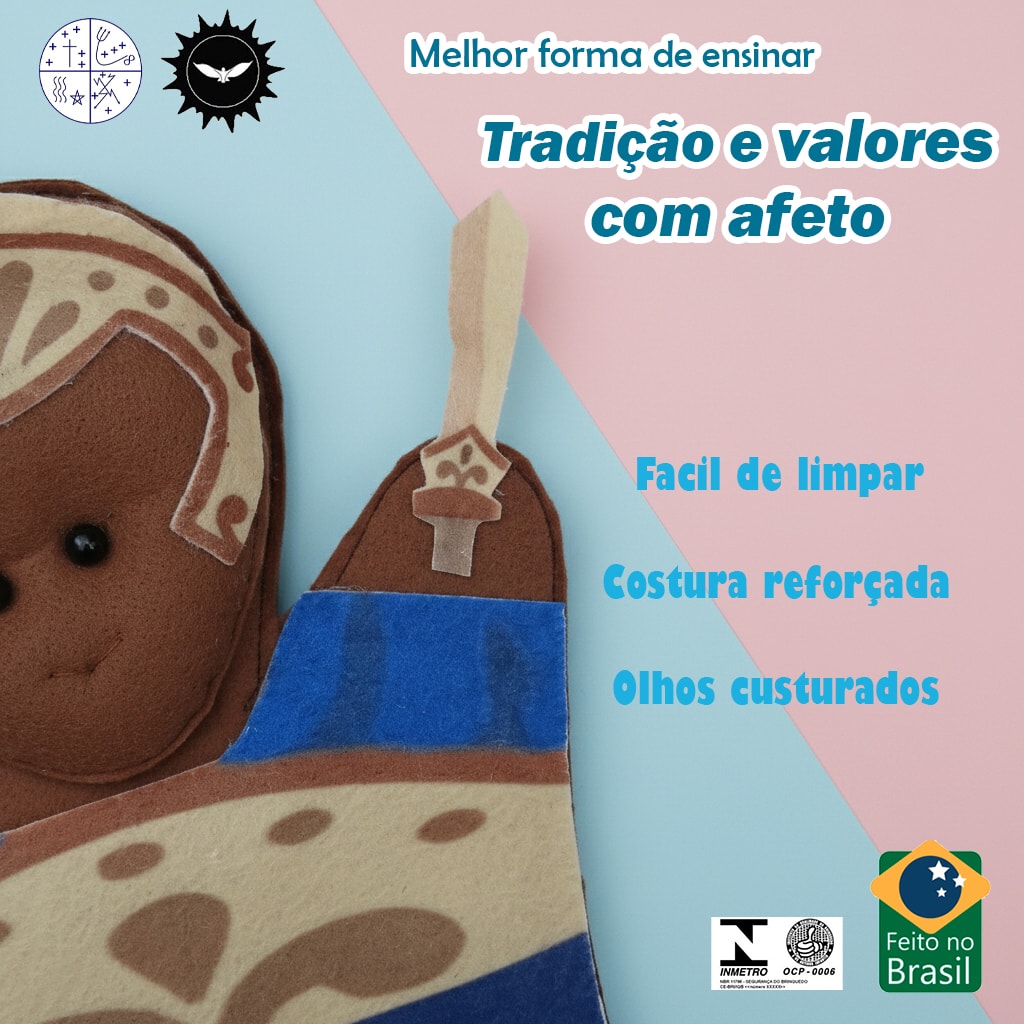 FANTOCHE DOS ORIXÁS OGUM GUERREIRO LINDO FEITO EM FELTRO - Imagem 3