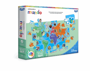 QUEBRA CABEÇA CONHECENDO O MUNDO DISNEY 120 PEÇAS GRANDÃO 6+