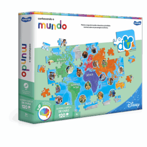 QUEBRA CABEÇA CONHECENDO O MUNDO DISNEY 120 PEÇAS GRANDÃO 6+
