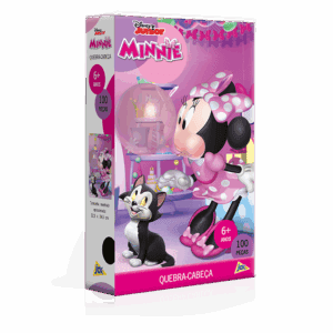 QUEBRA CABEÇA MINNIE MOUSE ROSA 100 PEÇAS 6+