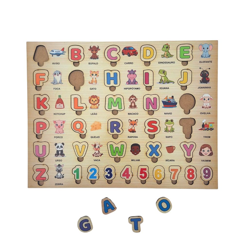 QUEBRA CABEÇA ALFABETO ILUSTRADO E NUMERAIS BRINQUE E LEIA - Imagem 4