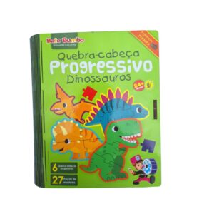 KIT COM 6 QUEBRA CABEÇA PROGRESSIVO DINOSSAUROS 27 PEÇAS
