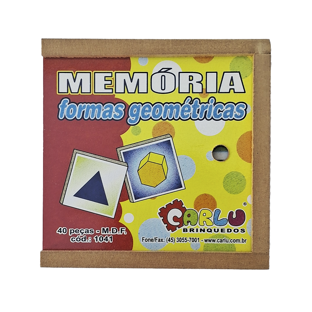 JOGO DA MEMÓRIA FORMAS GEOMÉTRICAS 40 PÇS CAIXA DE MADEIRA