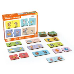 QUEBRA CABEÇA JOGO DOS OPOSTOS MADEIRA 16 JOGOS 32 PEÇAS