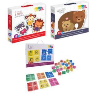 KIT COM 18 QUEBRA-CABEÇAS PROGRESSIVOS CORES ANIMAIS FILHOTE