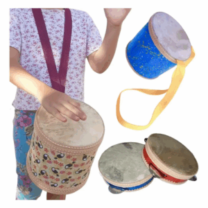 KIT DE TAMBOR DE COURO E PANDEIRO INFANTIL